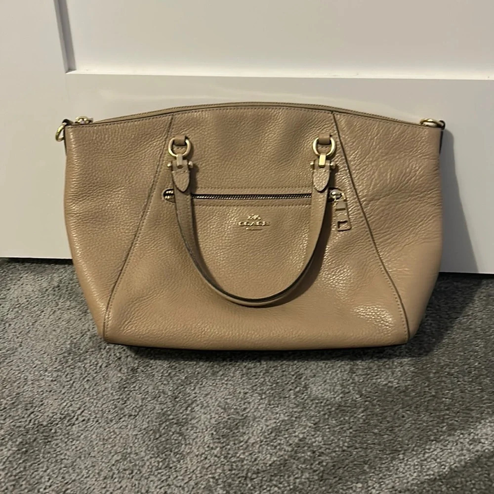 beige everyday coach bag
